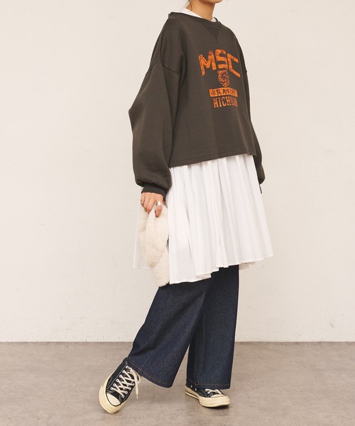 BONbazaar（ボンバザール）の「後レースUPカレッジプリントスウェット（スウェット・レディース・ブラック/オフホワイト・FREE）」の18枚目の写真