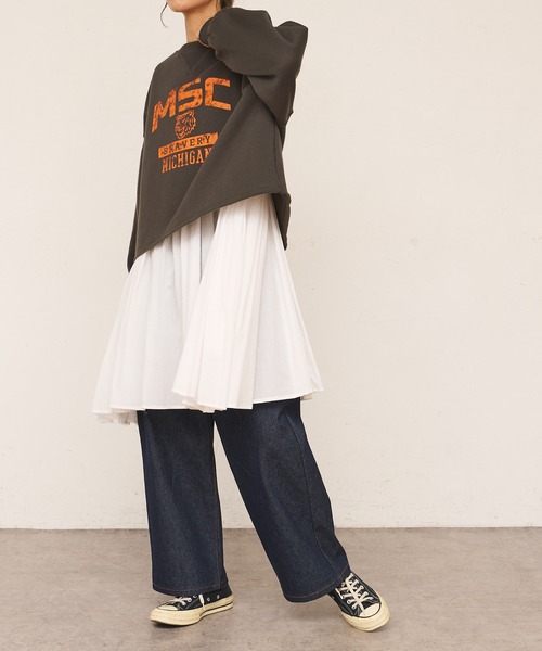 BONbazaar（ボンバザール）の「後レースUPカレッジプリントスウェット（スウェット・レディース・ブラック/オフホワイト・FREE）」の19枚目の写真