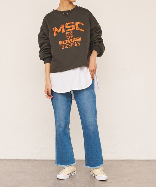 BONbazaar（ボンバザール）の「後レースUPカレッジプリントスウェット（スウェット・レディース・ブラック/オフホワイト・FREE）」の21枚目の写真