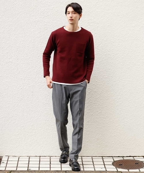 a.v.v（アーヴェヴェ）の「【オンオフ兼用】美脚ストレッチ裏起毛スマートスラックス[WEB限定サイズ]（スラックス・メンズ・ネイビー/ブラウン/チャコールグレー・44/46/50/52/48）」の4枚目の写真