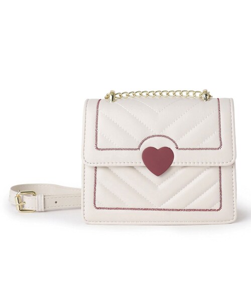 Ober Tashe(オーバータッシェ)の「ハート付きキルティングショルダーバッグ(ショルダーバッグ・レディース・ホワイト/ブラック/ピンク系・FREE)」の12枚目の写真