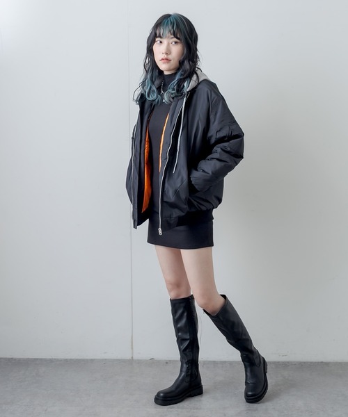 RASVOA（ラスボア）の「フード付きMA-1ジャケット（ブルゾン・レディース・ブラック/カーキ・FREE）」の20枚目の写真