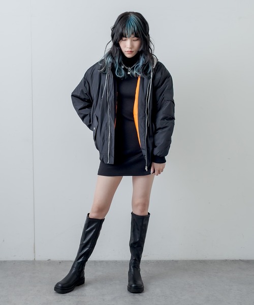 RASVOA（ラスボア）の「フード付きMA-1ジャケット（ブルゾン・レディース・ブラック/カーキ・FREE）」の21枚目の写真