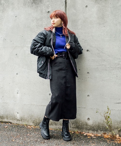 RASVOA（ラスボア）の「フード付きMA-1ジャケット（ブルゾン・レディース・ブラック/カーキ・FREE）」の11枚目の写真