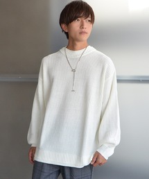 【MinoriTY】レイヤードクルーネックニット セーター メンズ 春服 冬服 オーバーサイズ ルーズフィット プルオーバー