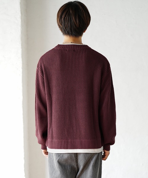 MinoriTY（マイノリティ）の「【MinoriTY】レイヤードクルーネックニット セーター メンズ 春服 冬服 オーバーサイズ ルーズフィット プルオーバー（ニット/セーター・メンズ・ホワイト/キナリ/グリーン/グレー/ブルー/ベージュ/ブラウン/ブラック/ブラウン系その他/モカ/ライトグレー/グリーン系その他/ブラック系その他/アイボリー/ベージュ系その他/ライトブルー・M/L/S）」の19枚目の写真