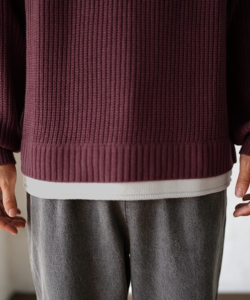 MinoriTY（マイノリティ）の「【MinoriTY】レイヤードクルーネックニット セーター メンズ 春服 冬服 オーバーサイズ ルーズフィット プルオーバー（ニット/セーター・メンズ・ホワイト/キナリ/グリーン/グレー/ブルー/ベージュ/ブラウン/ブラック/ブラウン系その他/モカ/ライトグレー/グリーン系その他/ブラック系その他/アイボリー/ベージュ系その他/ライトブルー・M/L/S）」の17枚目の写真