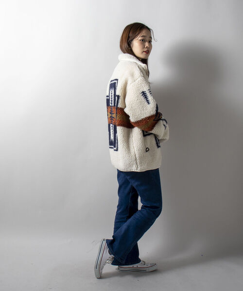 PENDLETON（ペンドルトン）の「【PENDLETON/ペンドルトン】Boa Stand Zip Blouson ボアフリースブルゾン（ブルゾン・メンズ・アイボリー/ブラック系その他/キャメル/ブラック系その他2・MEDIUM/LARGE）」の6枚目の写真