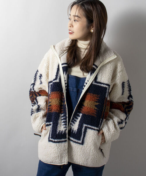PENDLETON（ペンドルトン）の「【PENDLETON/ペンドルトン】Boa Stand Zip Blouson ボアフリースブルゾン（ブルゾン・メンズ・アイボリー/ブラック系その他/キャメル/ブラック系その他2・MEDIUM/LARGE）」の5枚目の写真