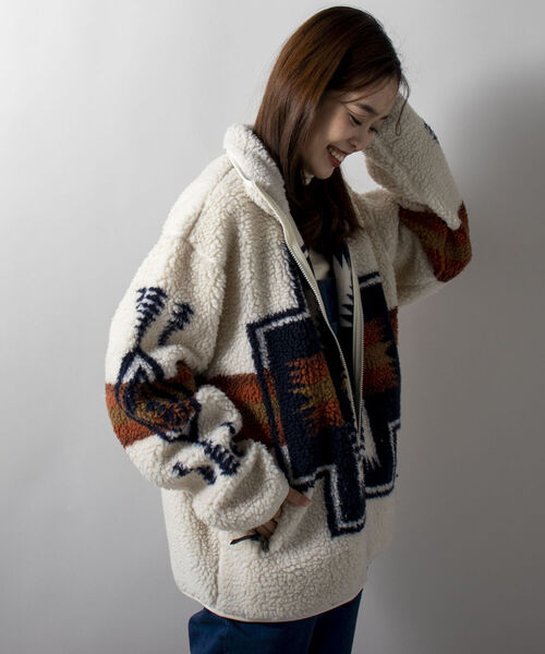 PENDLETON（ペンドルトン）の「【PENDLETON/ペンドルトン】Boa Stand Zip Blouson ボアフリースブルゾン（ブルゾン・メンズ・アイボリー/ブラック系その他/キャメル/ブラック系その他2・MEDIUM/LARGE）」の9枚目の写真