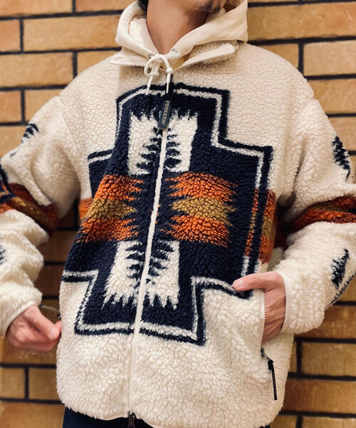 PENDLETON（ペンドルトン）の「【PENDLETON/ペンドルトン】Boa Stand Zip Blouson ボアフリースブルゾン（ブルゾン・メンズ・アイボリー/ブラック系その他/キャメル/ブラック系その他2・MEDIUM/LARGE）」の18枚目の写真