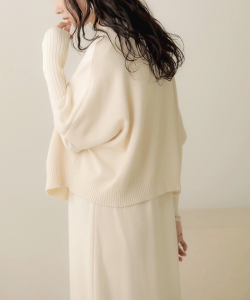 Bab(バブ)の「《2点SET》ケープトップ&リブニットワンピース(ワンピース・レディース・ブラック/グレー/アイボリー/サンドベージュ・38)」の10枚目の写真