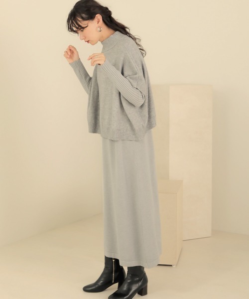 Bab(バブ)の「《2点SET》ケープトップ&リブニットワンピース(ワンピース・レディース・ブラック/グレー/アイボリー/サンドベージュ・38)」の17枚目の写真