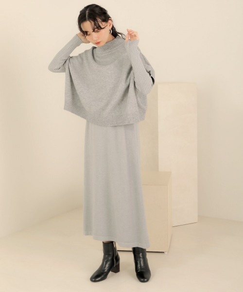 Bab(バブ)の「《2点SET》ケープトップ&リブニットワンピース(ワンピース・レディース・ブラック/グレー/アイボリー/サンドベージュ・38)」の19枚目の写真