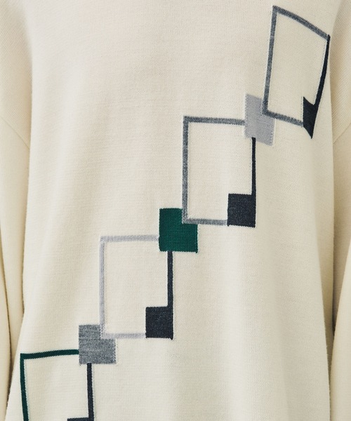 city（シティ）の「スクエアパターンプルオーバーニット/SQUARE PATTERN KNIT PO（ニット/セーター・メンズ・ホワイト/ブラック・1/2/3）」の6枚目の写真