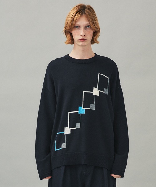 city（シティ）の「スクエアパターンプルオーバーニット/SQUARE PATTERN KNIT PO（ニット/セーター・メンズ・ホワイト/ブラック・1/2/3）」の12枚目の写真