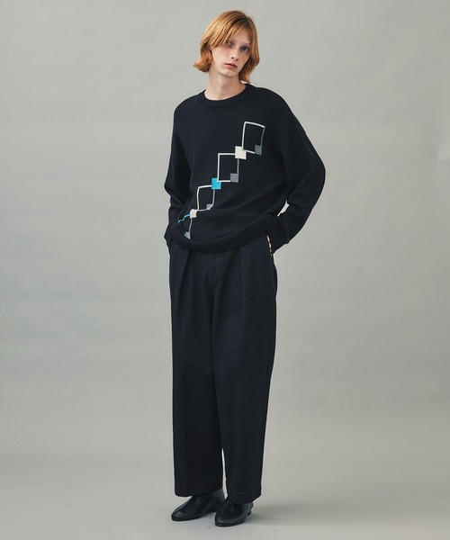 city（シティ）の「スクエアパターンプルオーバーニット/SQUARE PATTERN KNIT PO（ニット/セーター・メンズ・ホワイト/ブラック・1/2/3）」の7枚目の写真