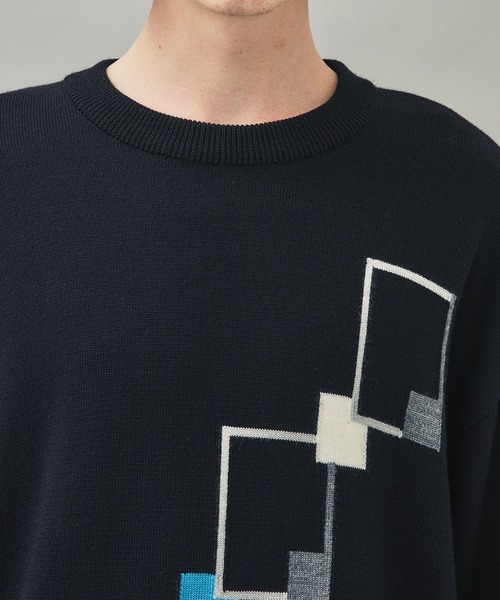 city（シティ）の「スクエアパターンプルオーバーニット/SQUARE PATTERN KNIT PO（ニット/セーター・メンズ・ホワイト/ブラック・1/2/3）」の8枚目の写真