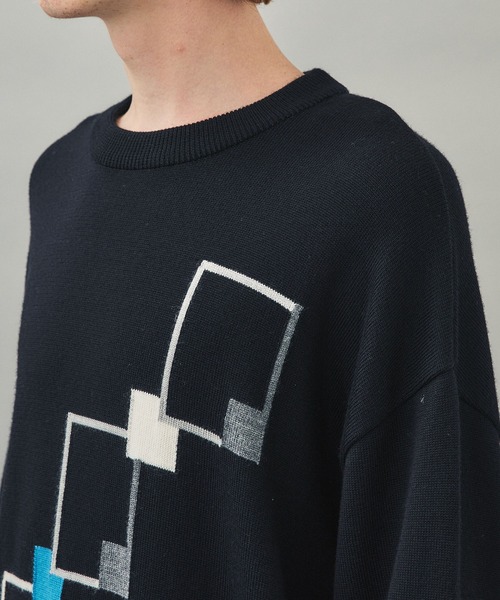 city（シティ）の「スクエアパターンプルオーバーニット/SQUARE PATTERN KNIT PO（ニット/セーター・メンズ・ホワイト/ブラック・1/2/3）」の15枚目の写真