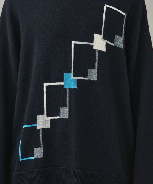 city（シティ）の「スクエアパターンプルオーバーニット/SQUARE PATTERN KNIT PO（ニット/セーター・メンズ・ホワイト/ブラック・1/2/3）」の13枚目の写真