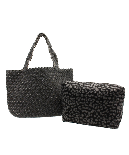 OUTLET（アウトレット）の「【PAPILLONNER】メッシュリバーシブルトート（トートバッグ・レディース・ブラック/ブラウン/グレー/ネイビー・FREE）」の2枚目の写真