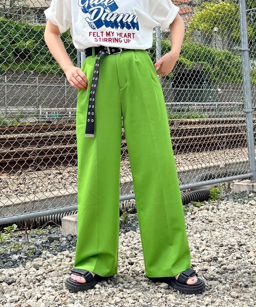 PBLIM(ページボーイリム)の「PAGEBOYLIM/スマートタックワイドパンツ(その他パンツ・レディース・ブラック/ピンク/グリーン/ライトブルー/サーモンピンク・MEDIUM/LARGE)」の3枚目の写真