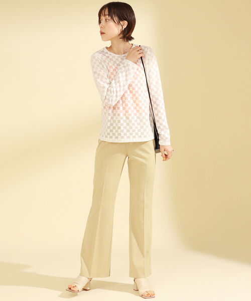 Ray BEAMS（レイビームス）の「Ray BEAMS / チェッカー チュール ロングスリーブ Tシャツ（Tシャツ/カットソー・レディース・オフホワイト/ブルー/オレンジ・ONE SIZE）」の20枚目の写真