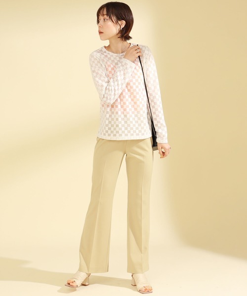 Ray BEAMS（レイビームス）の「Ray BEAMS / チェッカー チュール ロングスリーブ Tシャツ（Tシャツ/カットソー・レディース・オフホワイト/ブルー/オレンジ・ONE SIZE）」の10枚目の写真