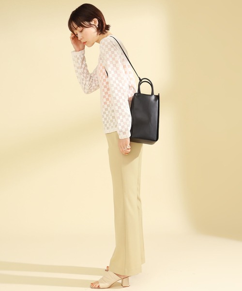 Ray BEAMS（レイビームス）の「Ray BEAMS / チェッカー チュール ロングスリーブ Tシャツ（Tシャツ/カットソー・レディース・オフホワイト/ブルー/オレンジ・ONE SIZE）」の13枚目の写真