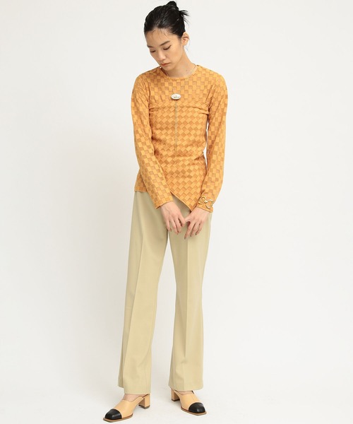 Ray BEAMS（レイビームス）の「Ray BEAMS / チェッカー チュール ロングスリーブ Tシャツ（Tシャツ/カットソー・レディース・オフホワイト/ブルー/オレンジ・ONE SIZE）」の16枚目の写真