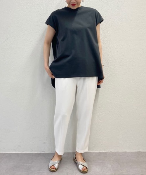 BEARDSLEY（ビアズリー）の「シャリ感あり ウエスト総ゴムで楽にはけるトラックパンツ（その他パンツ・レディース・ホワイト/ネイビー・0/1/2）」の19枚目の写真