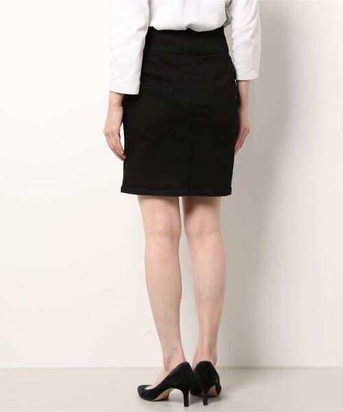 MIIA（ミーア）の「ハイウエストデニムミニスカート（デニムスカート・レディース・ブラック/オフホワイト/インディゴブルー・FREE）」の5枚目の写真