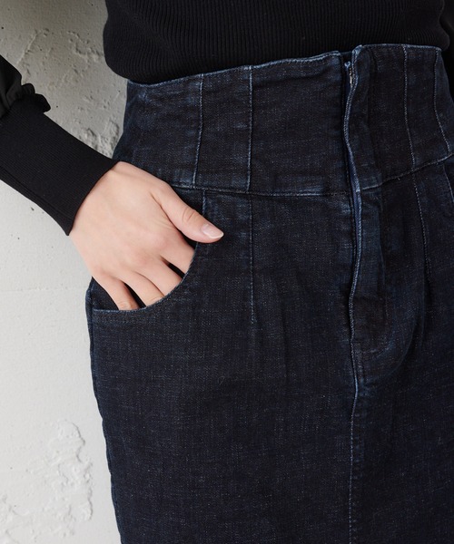 MIIA（ミーア）の「ハイウエストデニムミニスカート（デニムスカート・レディース・ブラック/オフホワイト/インディゴブルー・FREE）」の13枚目の写真