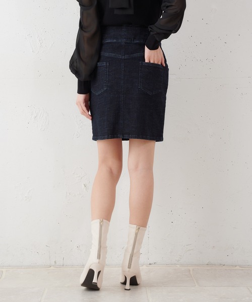 MIIA（ミーア）の「ハイウエストデニムミニスカート（デニムスカート・レディース・ブラック/オフホワイト/インディゴブルー・FREE）」の10枚目の写真