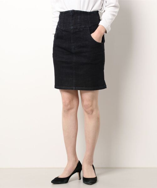 MIIA（ミーア）の「ハイウエストデニムミニスカート（デニムスカート・レディース・ブラック/オフホワイト/インディゴブルー・FREE）」の19枚目の写真