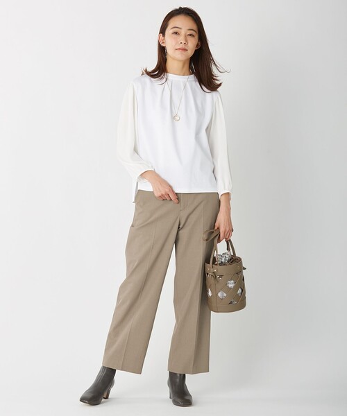 J.PRESS Ladies(J.プレス レディス)の「【洗える】リランチェツイル ストレート パンツ(その他パンツ・レディース・アイボリー系/カーキ系/スモーキーグリーン系/ネイビー系・S/XS/XXS)」の7枚目の写真