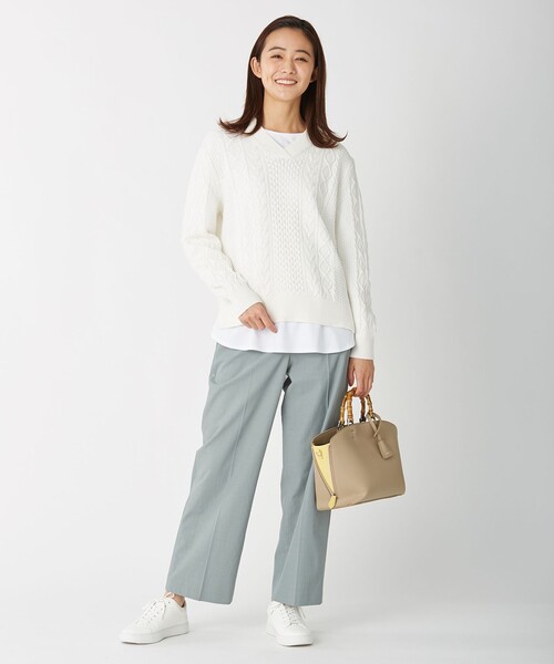 J.PRESS Ladies(J.プレス レディス)の「【洗える】リランチェツイル ストレート パンツ(その他パンツ・レディース・アイボリー系/カーキ系/スモーキーグリーン系/ネイビー系・S/XS/XXS)」の19枚目の写真