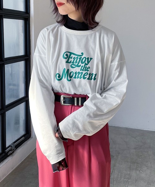PAGEBOY(ページボーイ)の「レトロストリートロゴロンT(Tシャツ/カットソー・レディース・ブラック/オフホワイト/グリーン・FREE)」の2枚目の写真