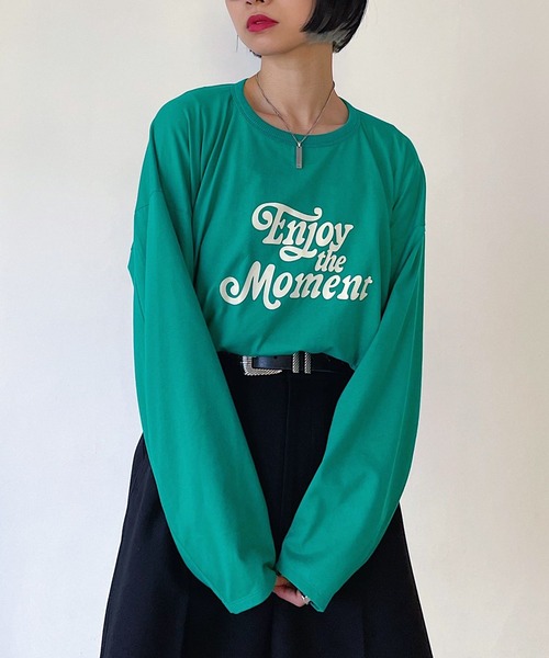 PAGEBOY(ページボーイ)の「レトロストリートロゴロンT(Tシャツ/カットソー・レディース・ブラック/オフホワイト/グリーン・FREE)」の1枚目の写真