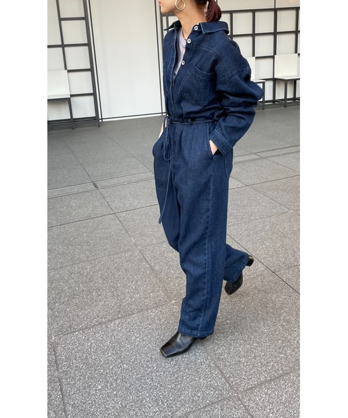 MOUSSY デニムオールインワン ダークブルー MOUSSY（マウジー）の「BUSTIER DENIM オールインワン（つなぎ