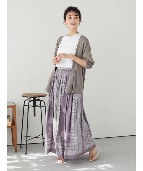 CRAFT STANDARD BOUTIQUE(クラフトスタンダードブティック)の「【追加】パネル柄マキシギャザースカート *◆(スカート・レディース・チャコールグレー/パープル/グリーン/ライトベージュ・FREE)」の21枚目の写真