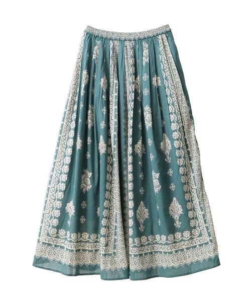 CRAFT STANDARD BOUTIQUE(クラフトスタンダードブティック)の「【追加】パネル柄マキシギャザースカート *◆(スカート・レディース・チャコールグレー/パープル/グリーン/ライトベージュ・FREE)」の17枚目の写真