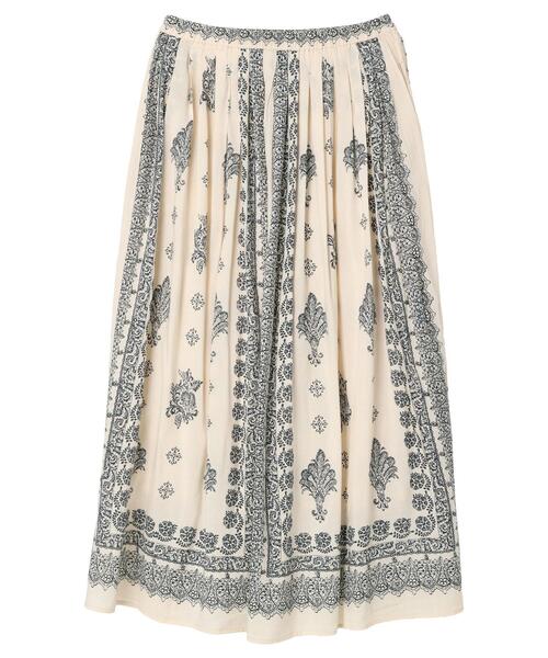 CRAFT STANDARD BOUTIQUE(クラフトスタンダードブティック)の「【追加】パネル柄マキシギャザースカート *◆(スカート・レディース・チャコールグレー/パープル/グリーン/ライトベージュ・FREE)」の14枚目の写真