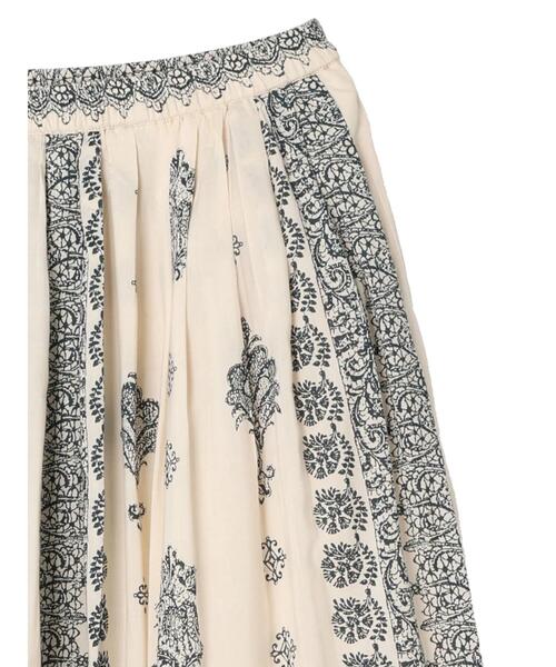 CRAFT STANDARD BOUTIQUE(クラフトスタンダードブティック)の「【追加】パネル柄マキシギャザースカート *◆(スカート・レディース・チャコールグレー/パープル/グリーン/ライトベージュ・FREE)」の12枚目の写真