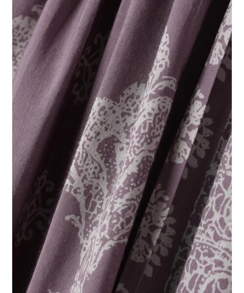 CRAFT STANDARD BOUTIQUE(クラフトスタンダードブティック)の「【追加】パネル柄マキシギャザースカート *◆(スカート・レディース・チャコールグレー/パープル/グリーン/ライトベージュ・FREE)」の5枚目の写真