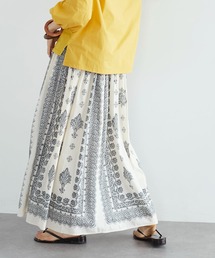 CRAFT STANDARD BOUTIQUE | 【追加 インドコットン混】パネル柄マキシギャザースカート　＊◆(スカート)