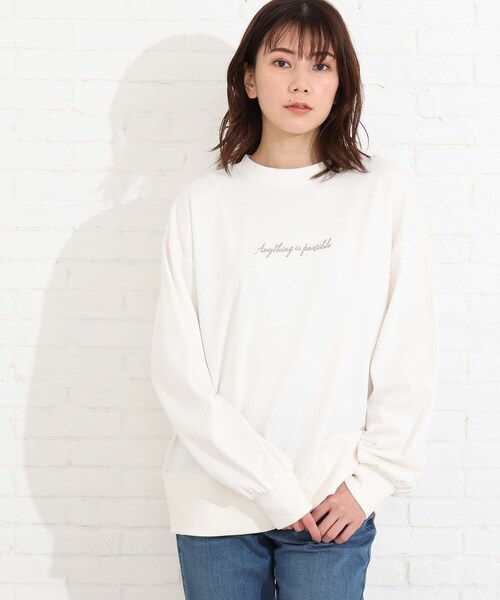 SHOO・LA・RUE(シューラルー)の「◆【S-LL/USAコットン】ロゴスウェット(スウェット・レディース・グレー系その他/ホワイト系その他3/ベージュ系その他4/グレー系1/ライトグリーン系1/ピンク系7・02/03/04)」の2枚目の写真