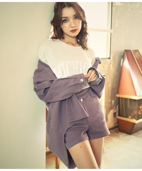 ANAP(アナップ)の「ツイルデザインショートパンツ(その他パンツ・レディース・サックスブルー/グレイッシュベージュ/パープル/スミクロ/アイボリー・S/M/L)」の5枚目の写真