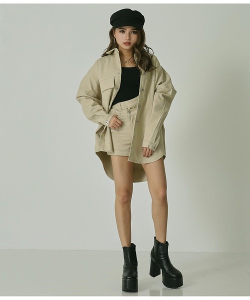 ANAP(アナップ)の「ツイルデザインショートパンツ(その他パンツ・レディース・サックスブルー/グレイッシュベージュ/パープル/スミクロ/アイボリー・S/M/L)」の7枚目の写真