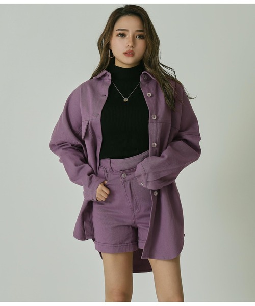 ANAP(アナップ)の「ツイルデザインショートパンツ(その他パンツ・レディース・サックスブルー/グレイッシュベージュ/パープル/スミクロ/アイボリー・S/M/L)」の13枚目の写真